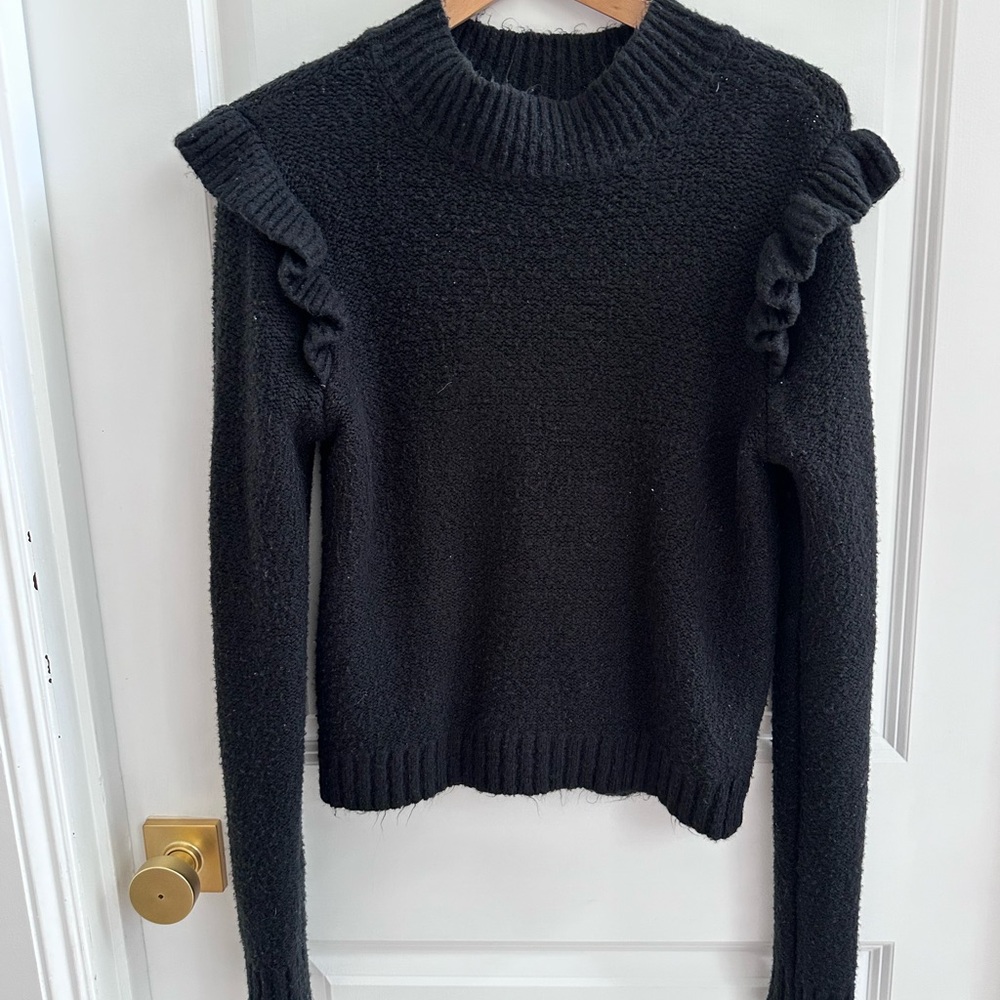 Wild Fable Black Ruffle Detail Sweater